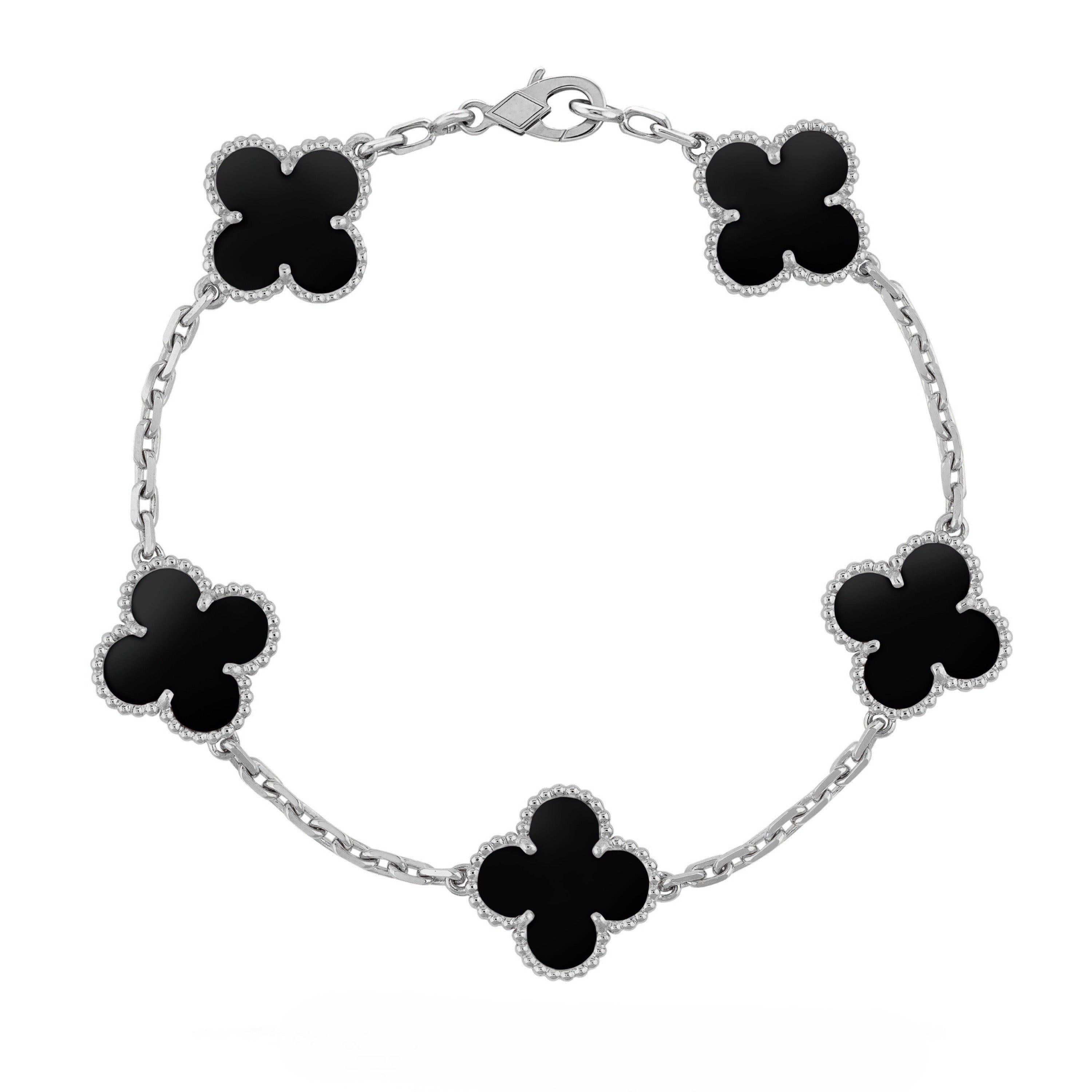 KLEEBLATT ARMBAND | SILBER SCHWARZ
