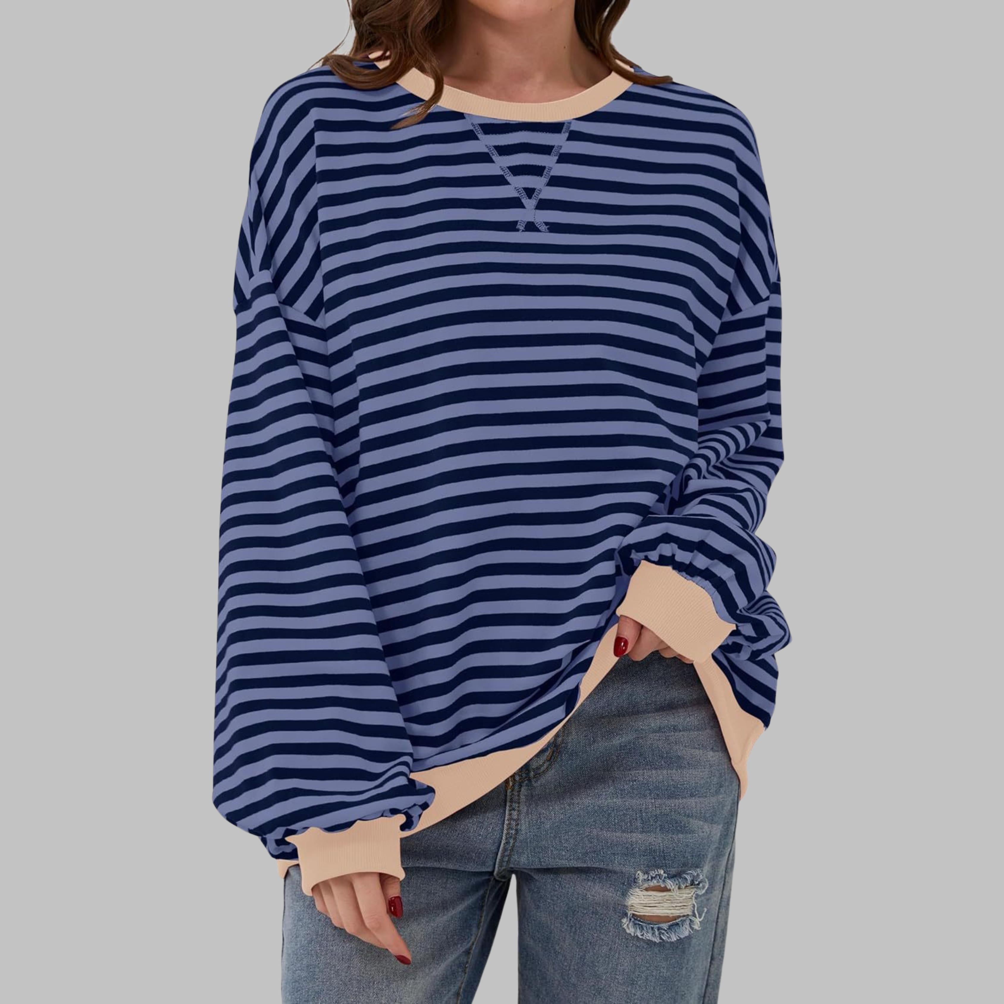 Lina | Gestreiftes Langarm-Sweatshirt mit Rundhalsausschnitt
