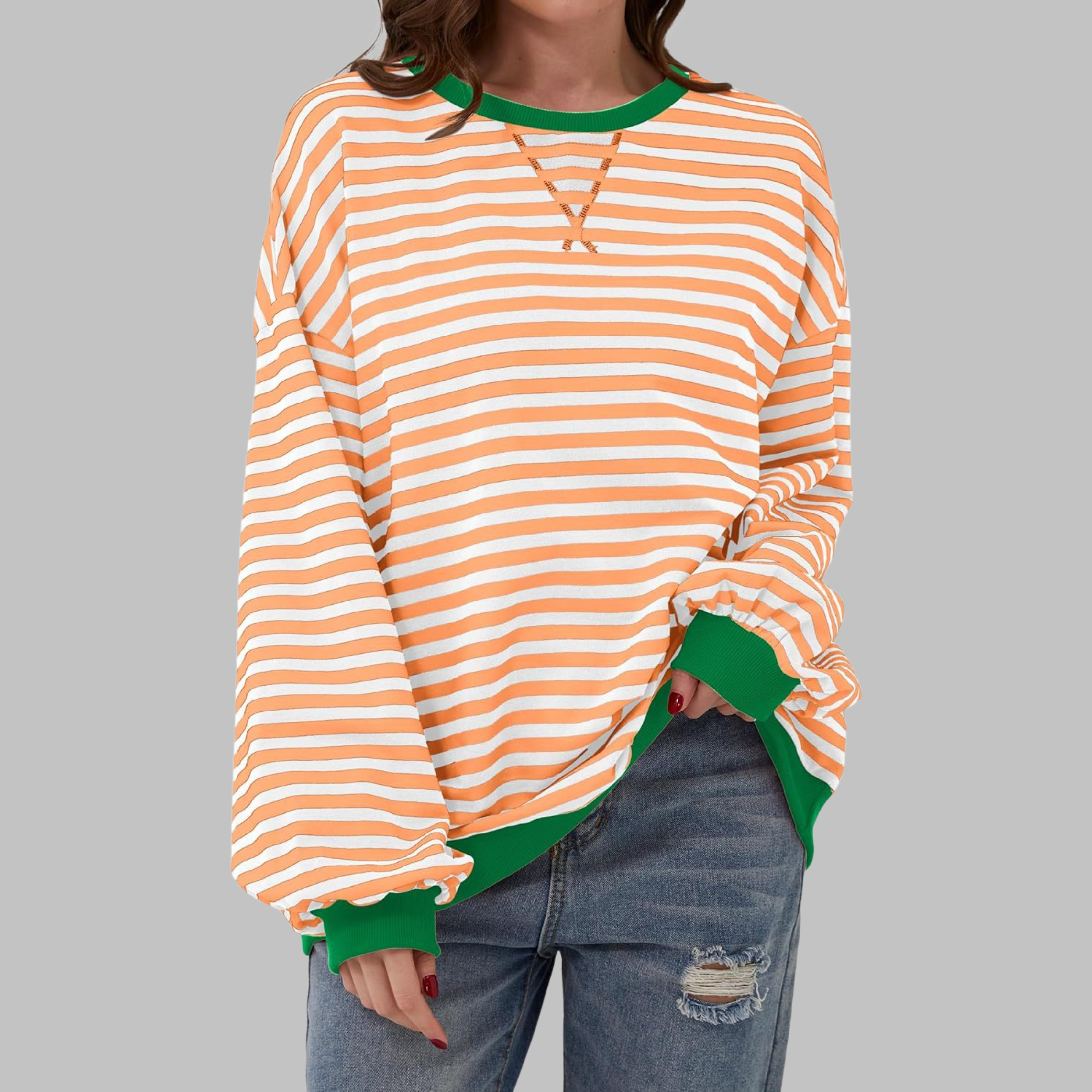 Lina | Gestreiftes Langarm-Sweatshirt mit Rundhalsausschnitt