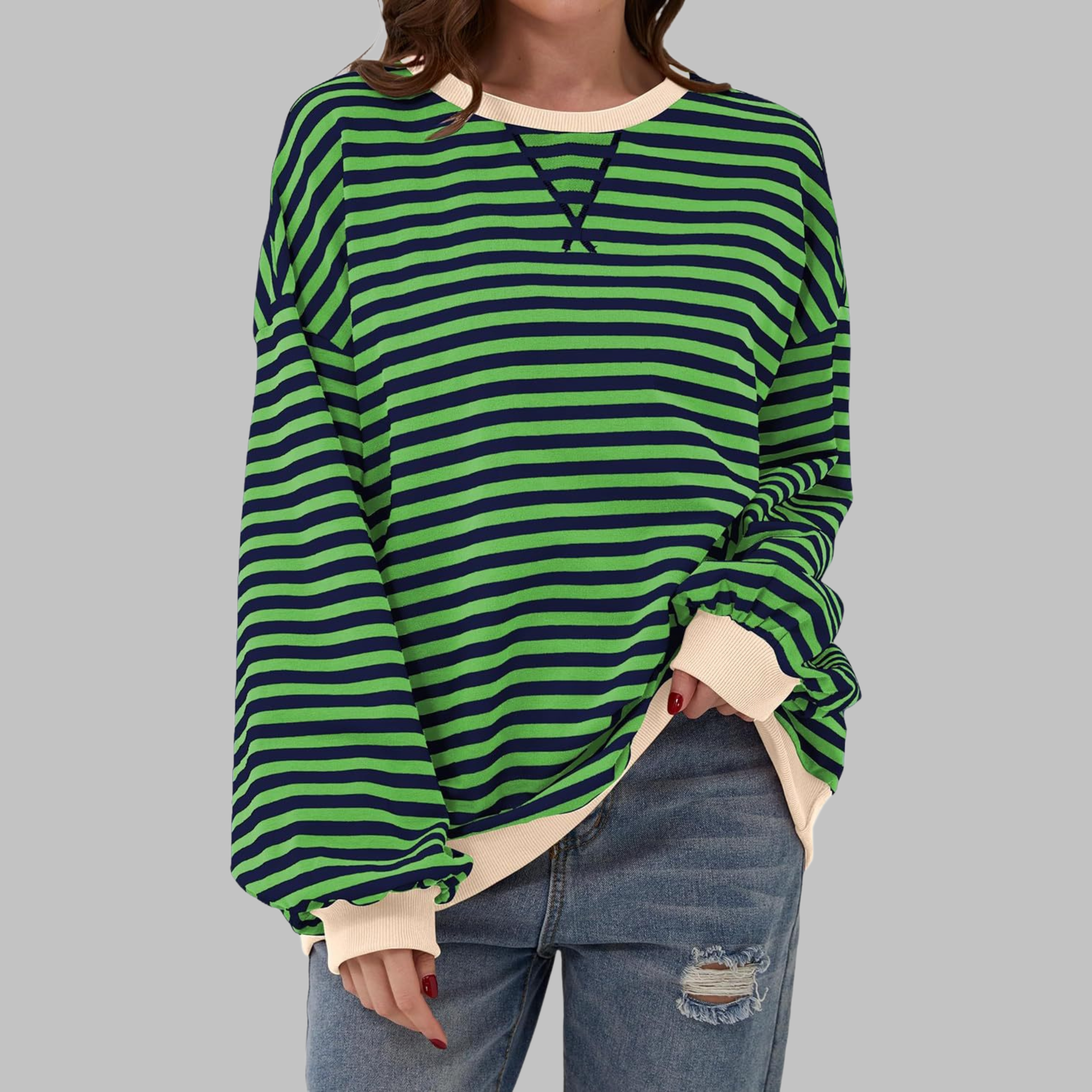 Lina | Gestreiftes Langarm-Sweatshirt mit Rundhalsausschnitt