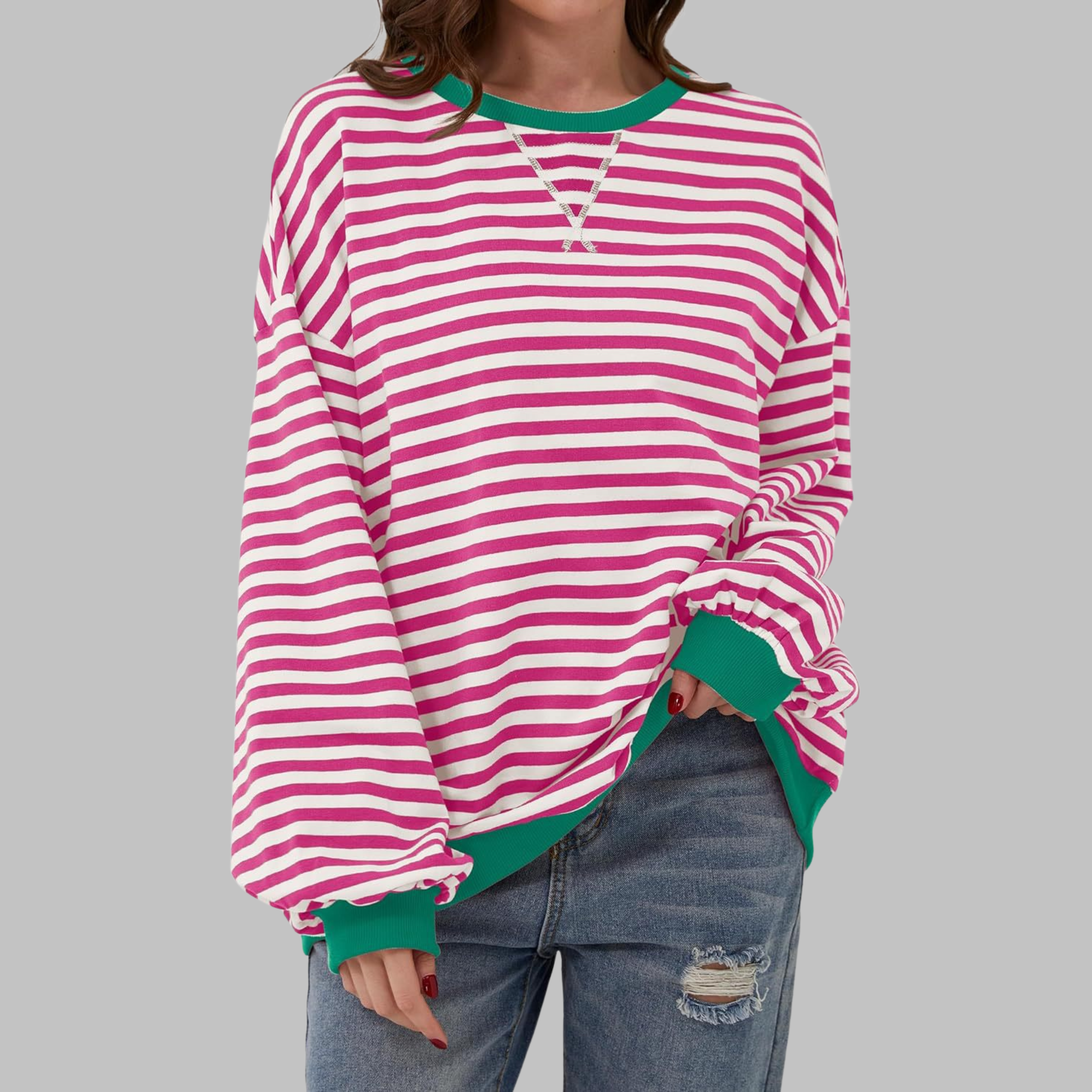 Lina | Gestreiftes Langarm-Sweatshirt mit Rundhalsausschnitt