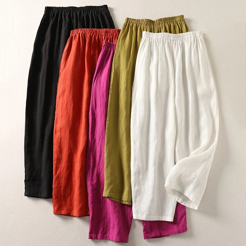 Amalia™ — Fließende Hose aus Baumwolle und Leinen