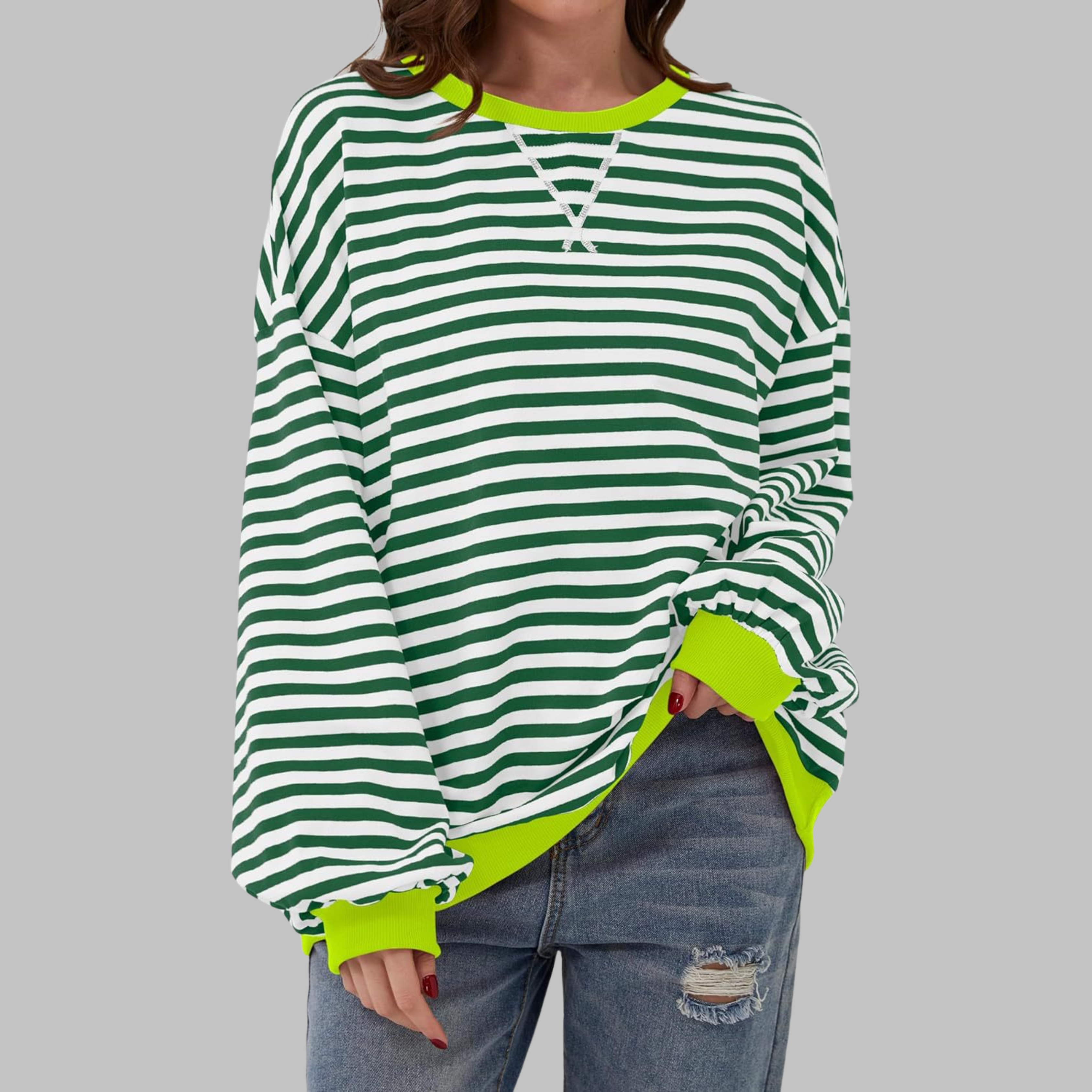 Lina | Gestreiftes Langarm-Sweatshirt mit Rundhalsausschnitt