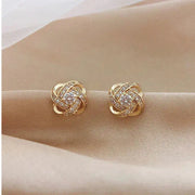 Goldene Spiral Blumen Kristall Stecker Ohrringe