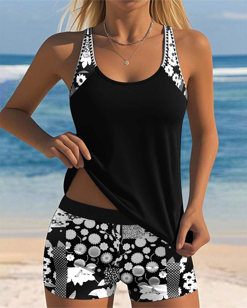 Maëlle | Sportlicher Tankini mit floralem Druck