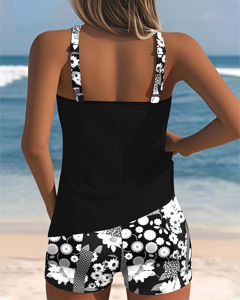 Maëlle | Sportlicher Tankini mit floralem Druck