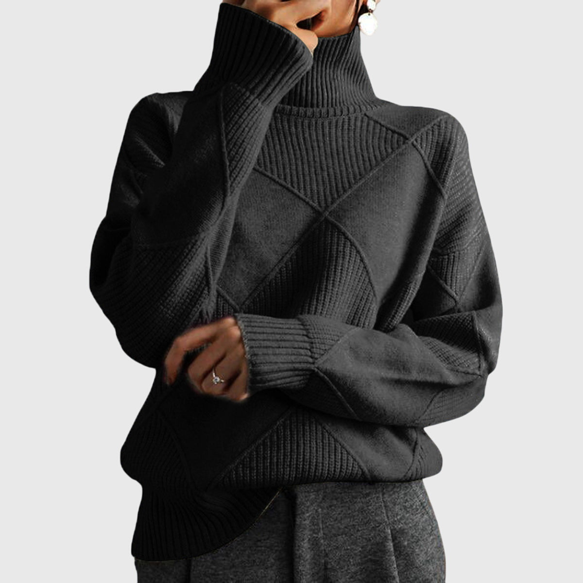 Angela - Moderner Geometrischer Rollkragenpullover