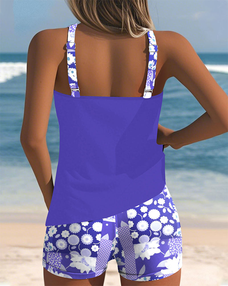 Maëlle | Sportlicher Tankini mit floralem Druck