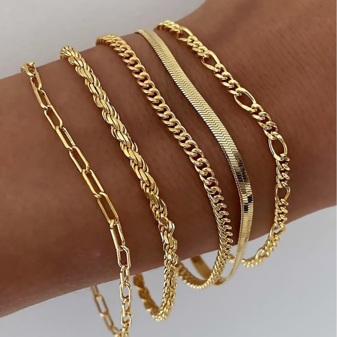 Ellen – Goldenes Armband-Set