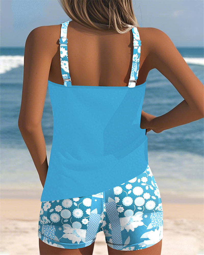 Maëlle | Sportlicher Tankini mit floralem Druck