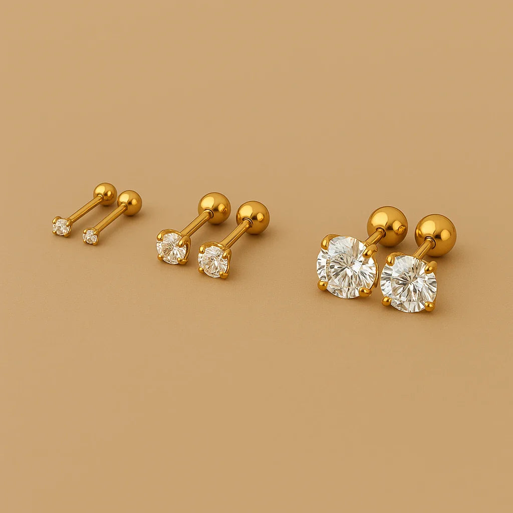 Set aus 3 Paar eleganten Ohrringen