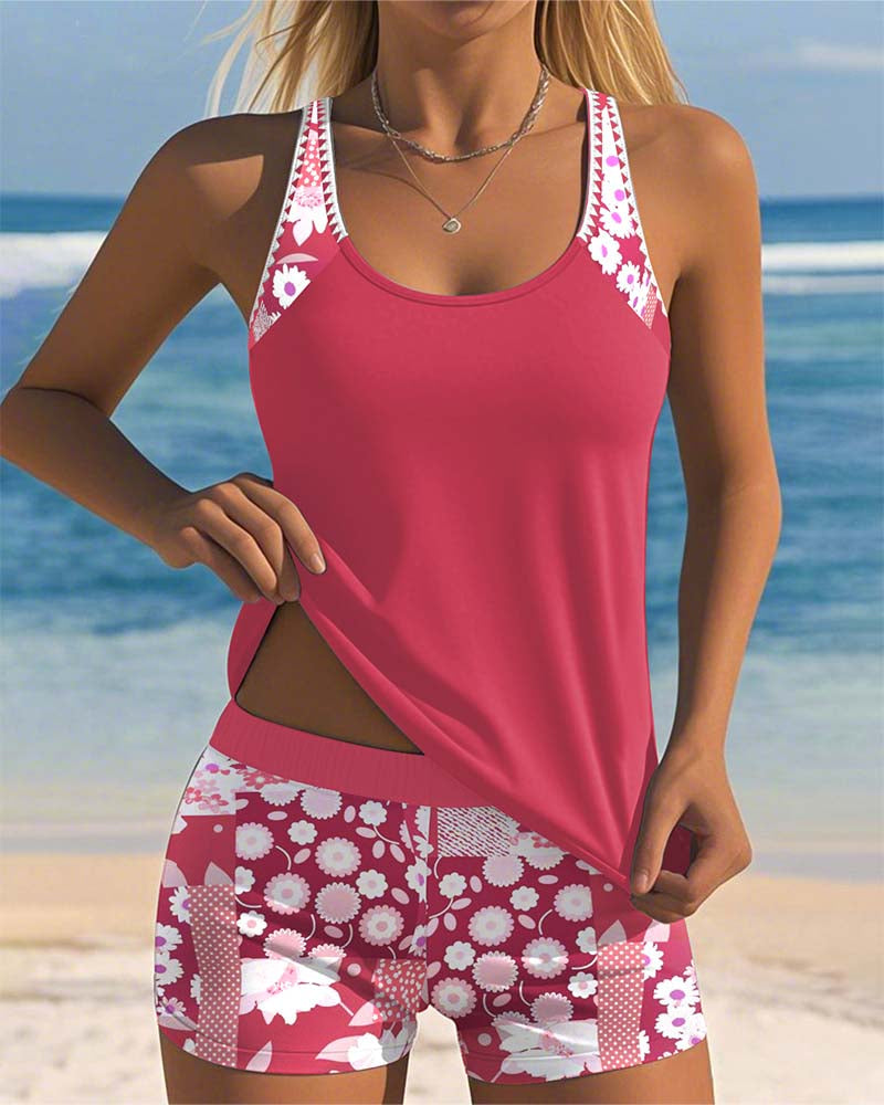 Maëlle | Sportlicher Tankini mit floralem Druck