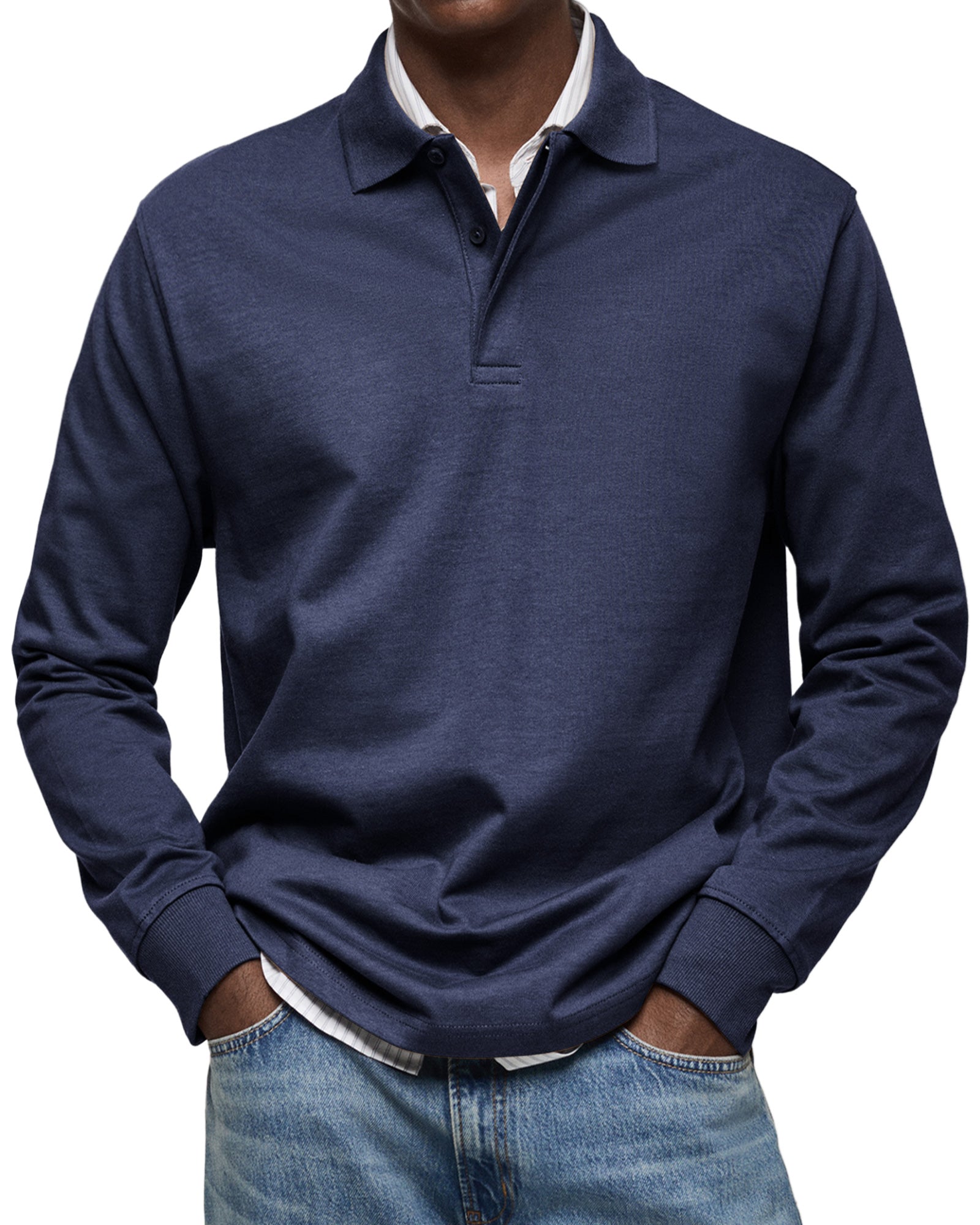 MEYER BASEL | LUXUS-POLOSHIRT MIT LANGEN ÄRMEL
