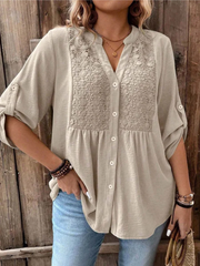 Noor – Bluse mit V-Ausschnitt und Knöpfen