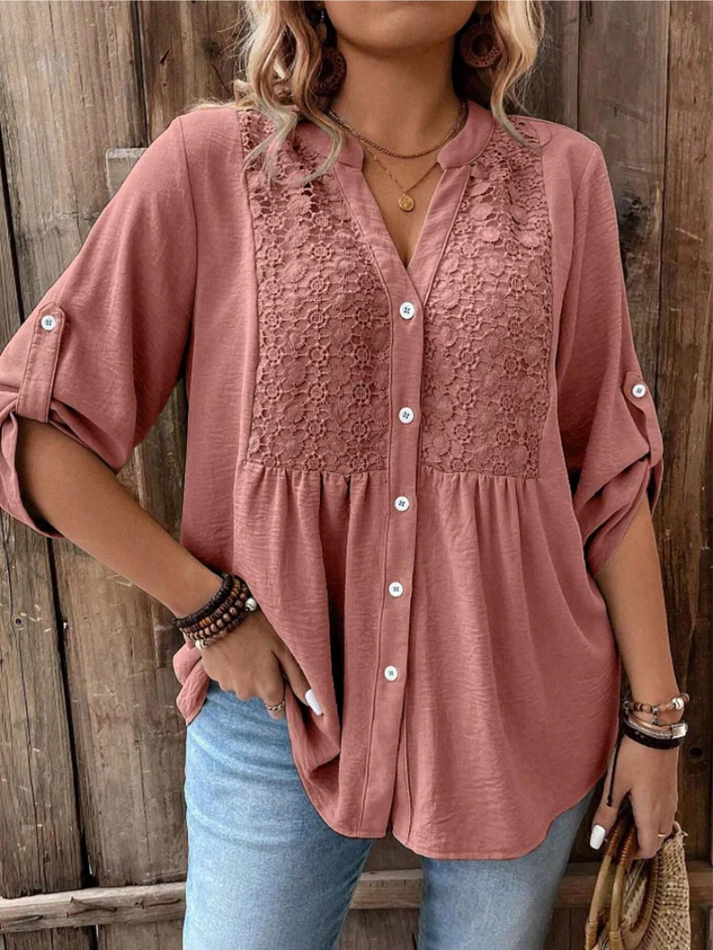 Noor – Bluse mit V-Ausschnitt und Knöpfen
