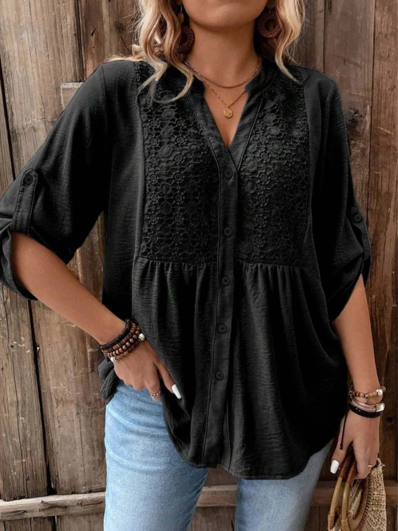 Noor – Bluse mit V-Ausschnitt und Knöpfen