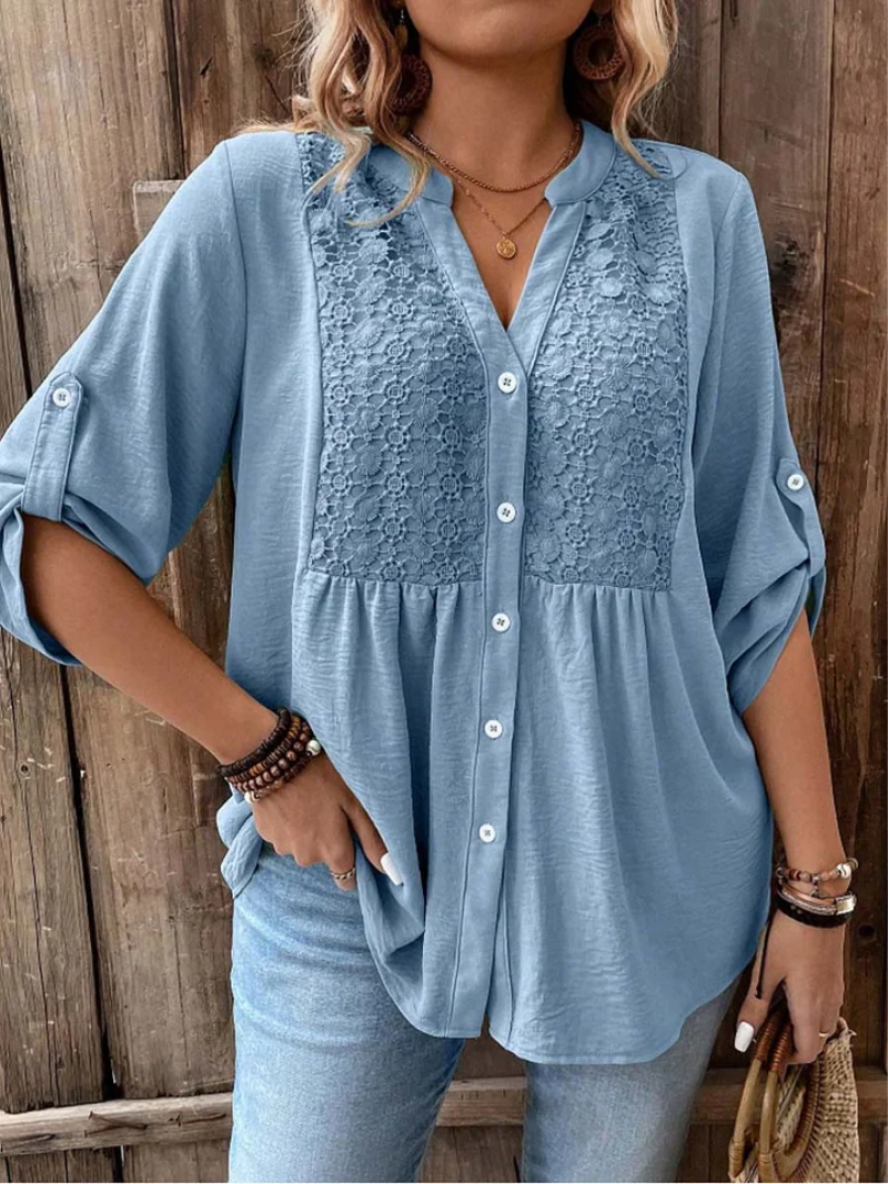 Noor – Bluse mit V-Ausschnitt und Knöpfen
