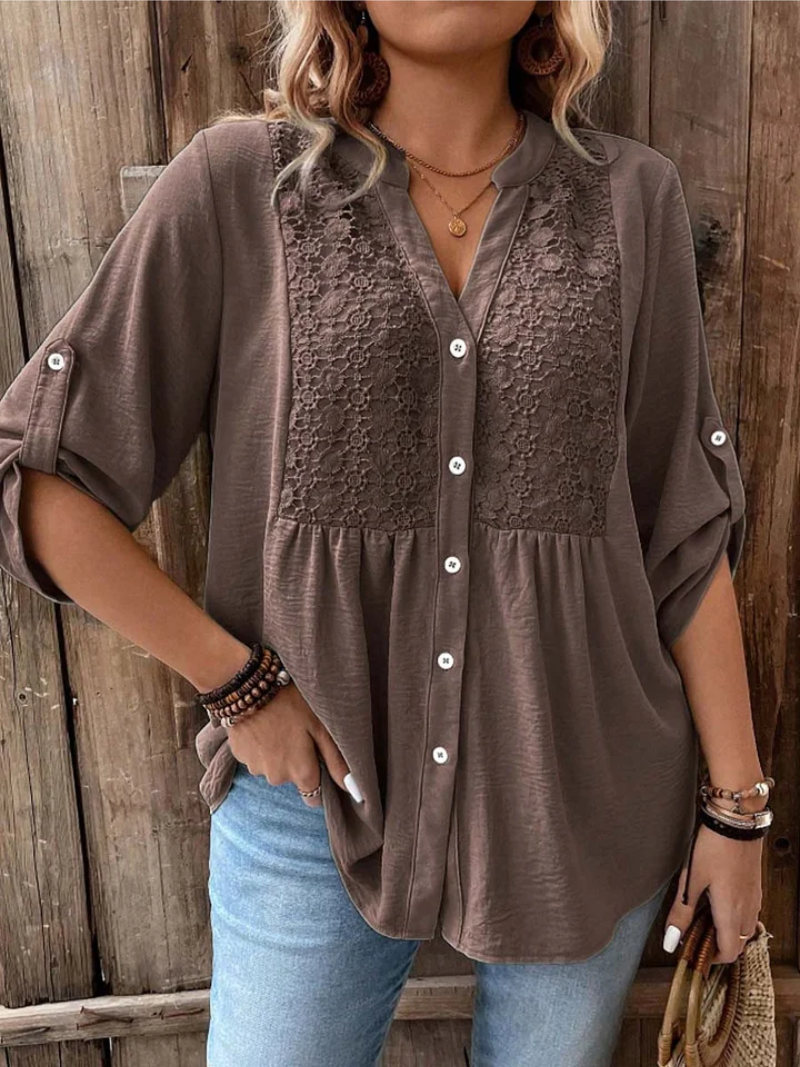 Noor – Bluse mit V-Ausschnitt und Knöpfen