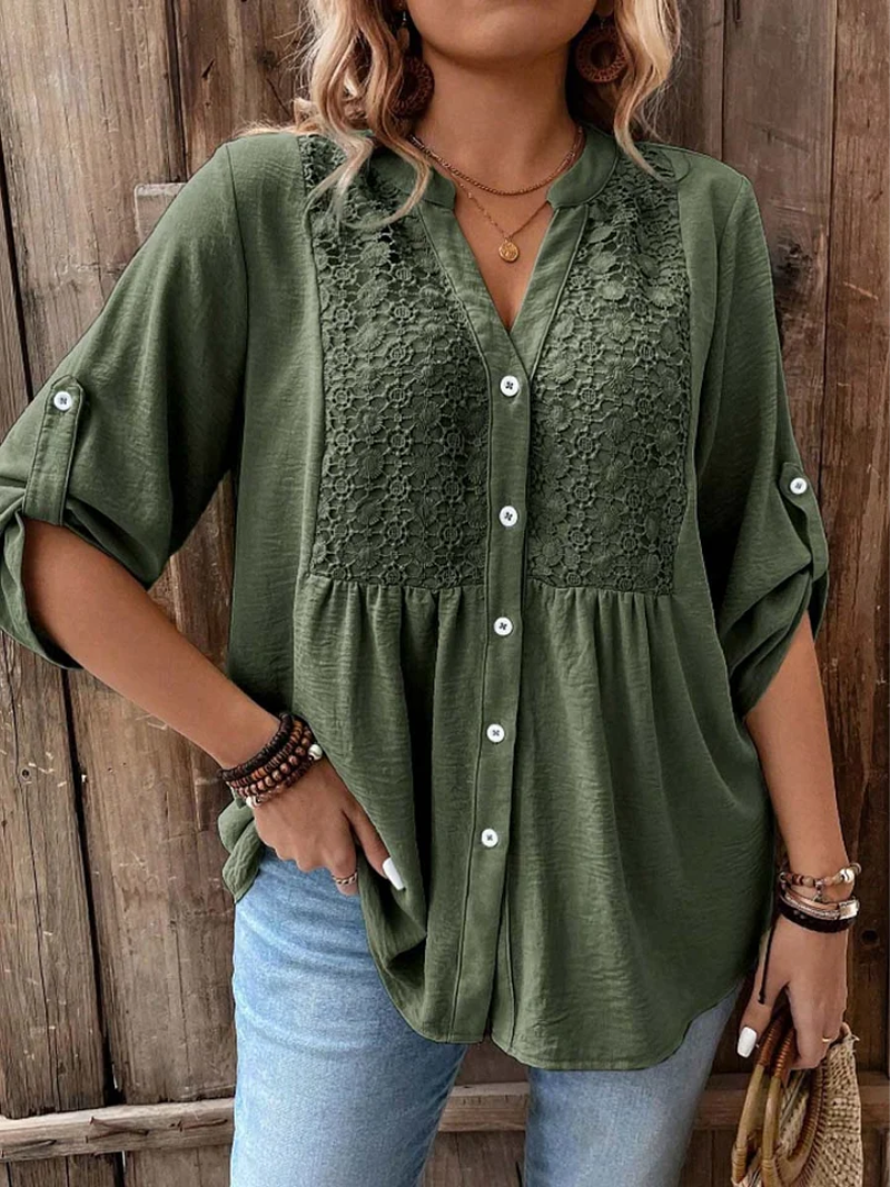 Noor – Bluse mit V-Ausschnitt und Knöpfen