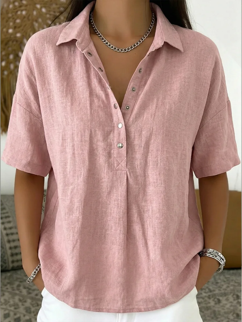 Tessa – Bluse mit Kragen und Knopfdetail
