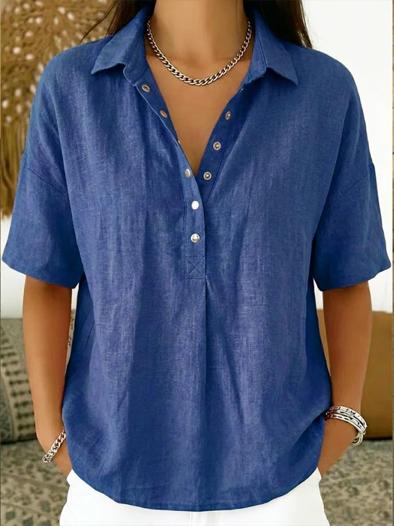 Tessa – Bluse mit Kragen und Knopfdetail