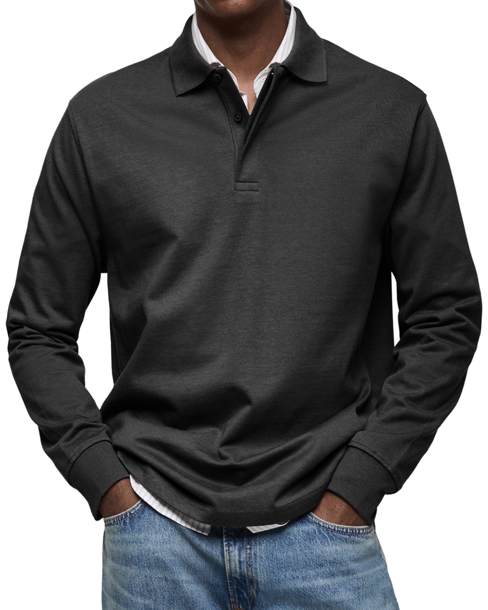 MEYER BASEL | LUXUS-POLOSHIRT MIT LANGEN ÄRMEL