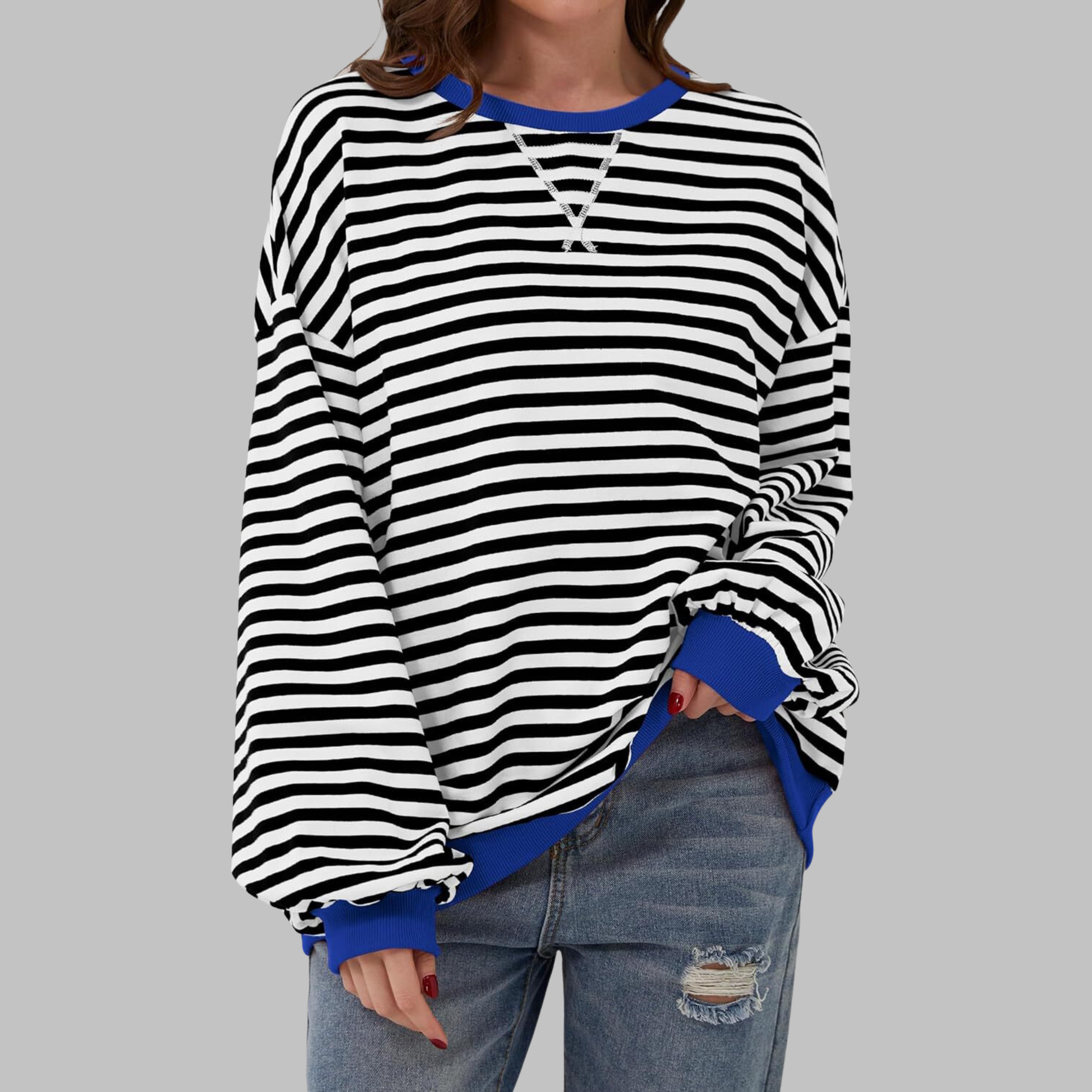 Lina | Gestreiftes Langarm-Sweatshirt mit Rundhalsausschnitt