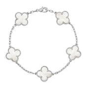 KLEEBLATT ARMBAND | SILBER WEISS