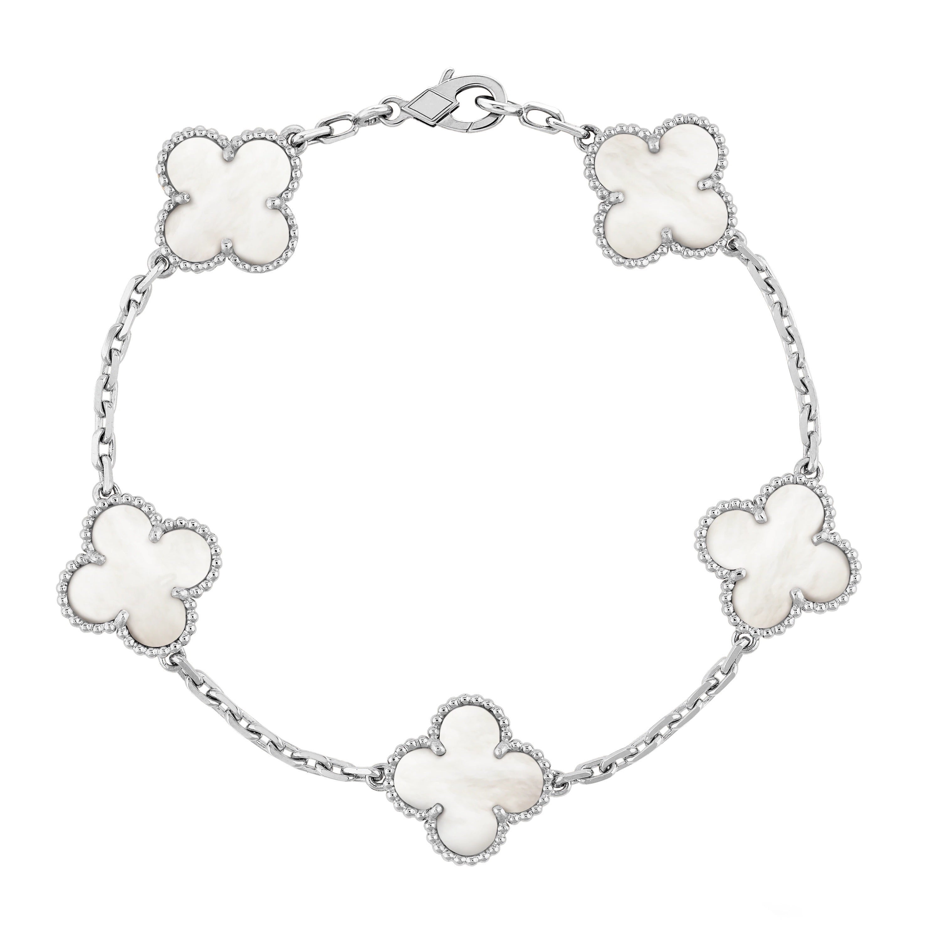 KLEEBLATT ARMBAND | SILBER WEISS