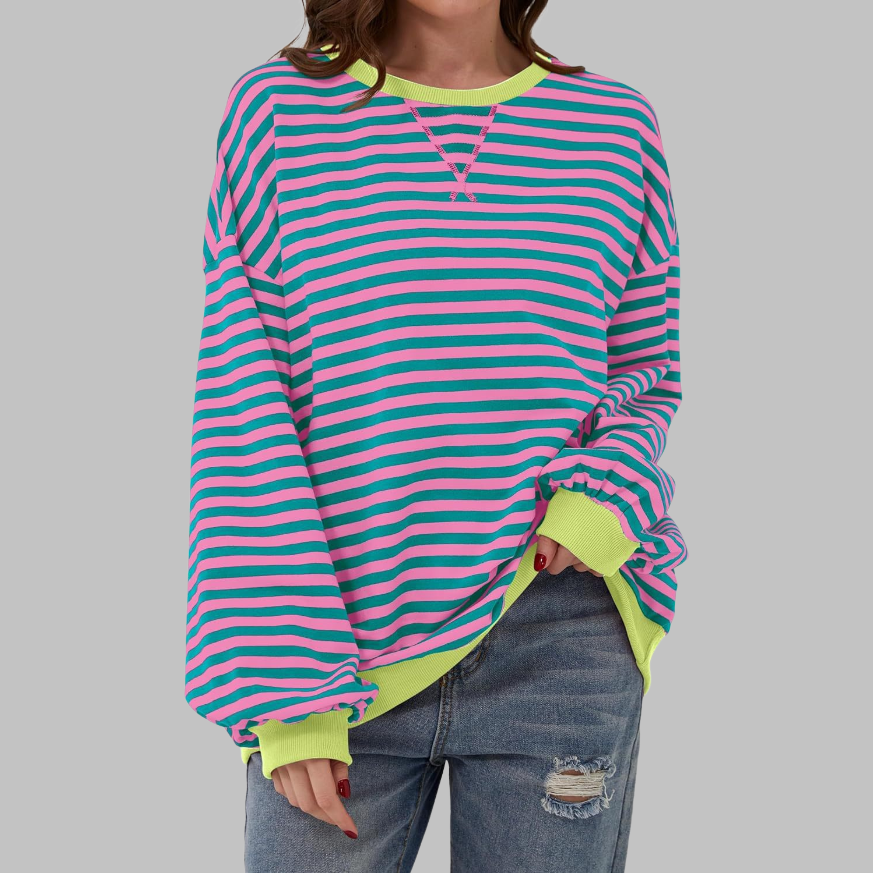 Lina | Gestreiftes Langarm-Sweatshirt mit Rundhalsausschnitt