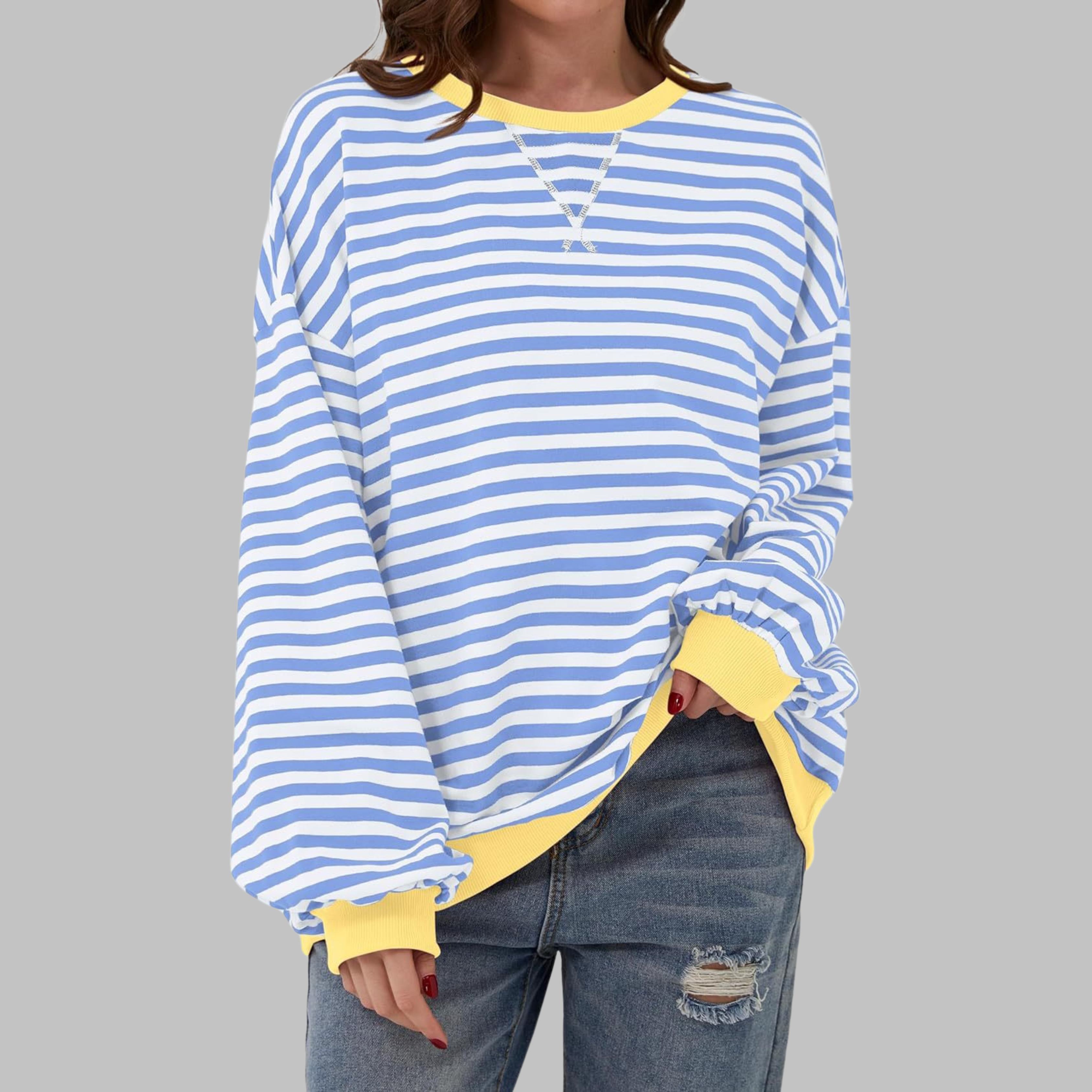 Lina | Gestreiftes Langarm-Sweatshirt mit Rundhalsausschnitt