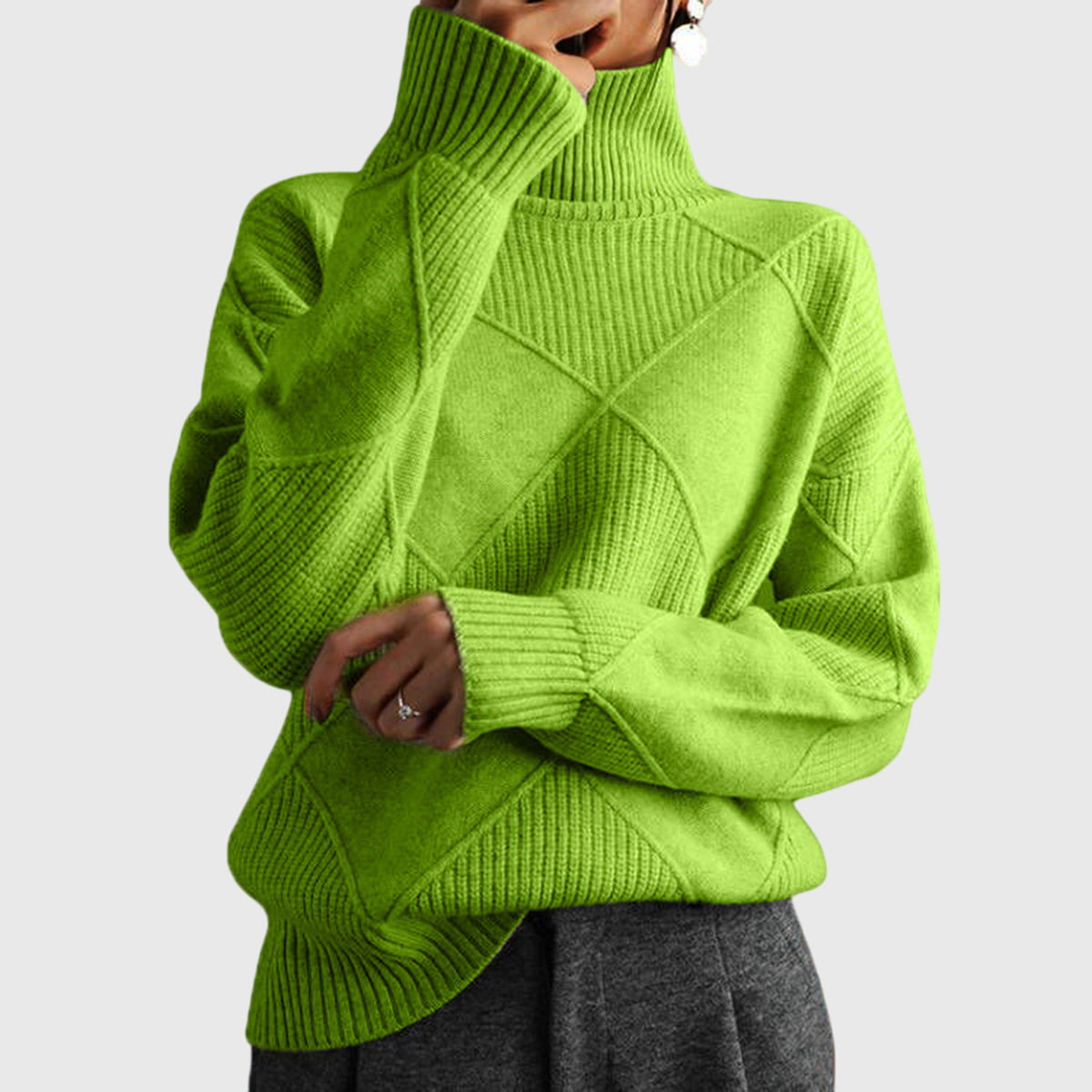 Angela - Moderner Geometrischer Rollkragenpullover