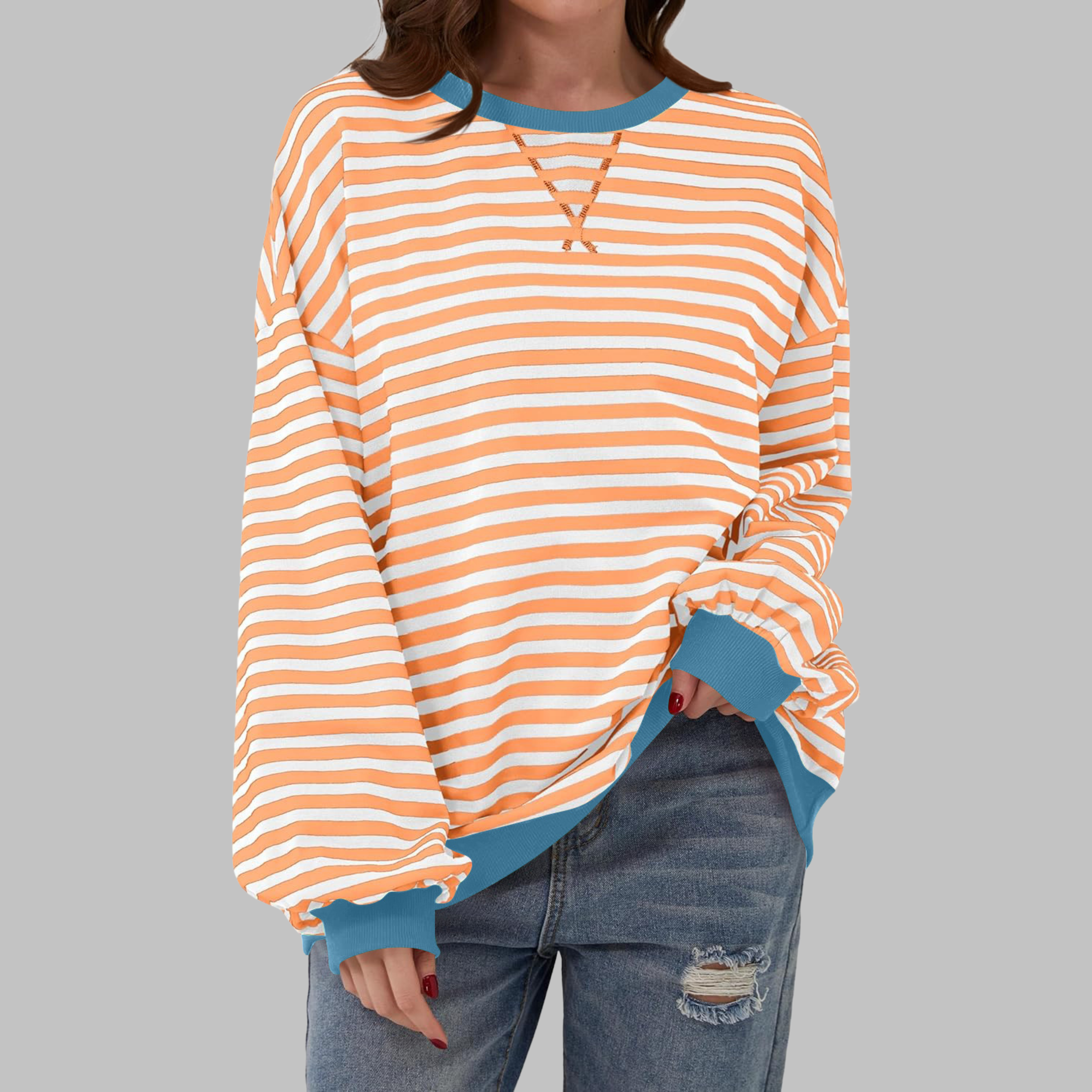 Lina | Gestreiftes Langarm-Sweatshirt mit Rundhalsausschnitt