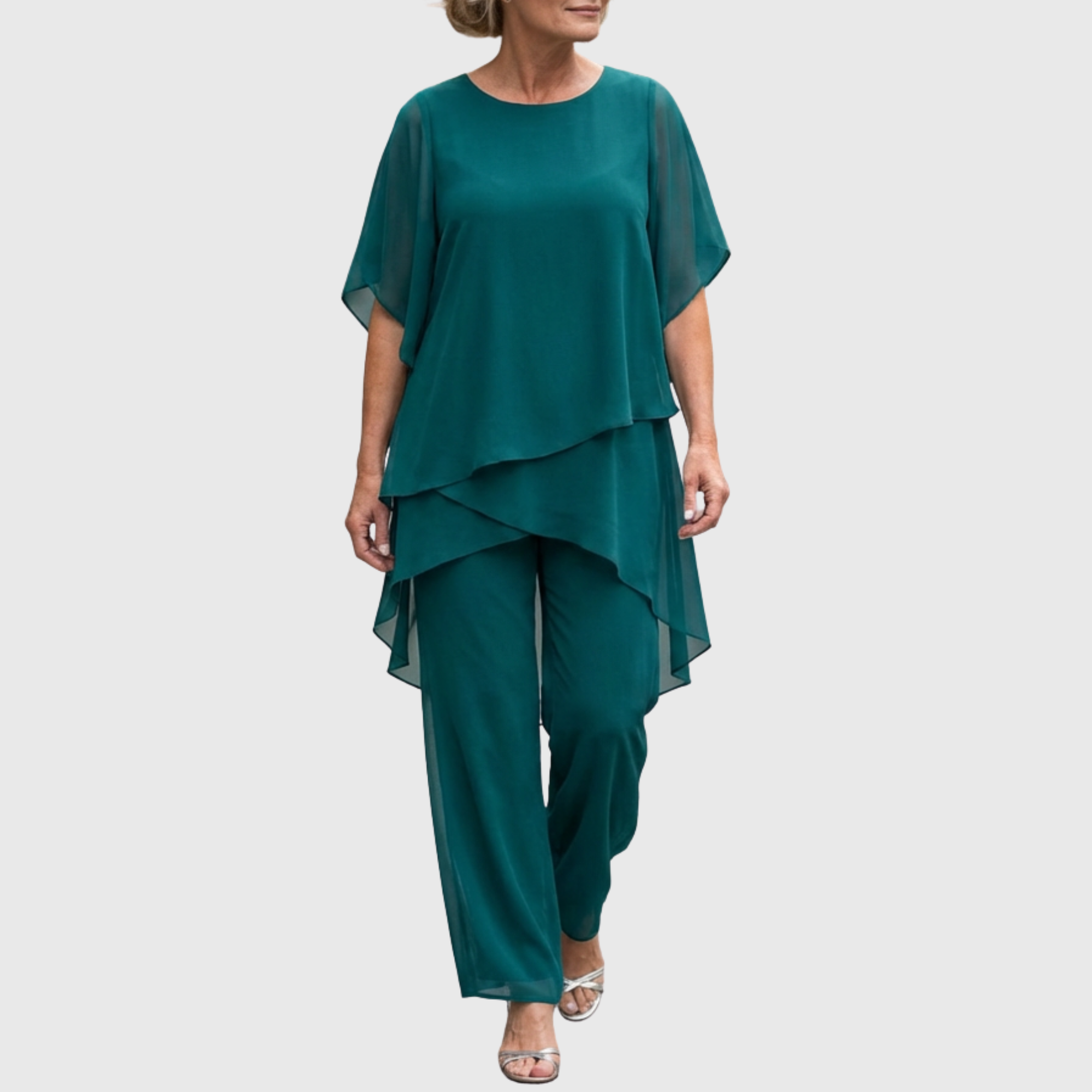 Linda | Anzug mit drapierten Palazzo-Hosen