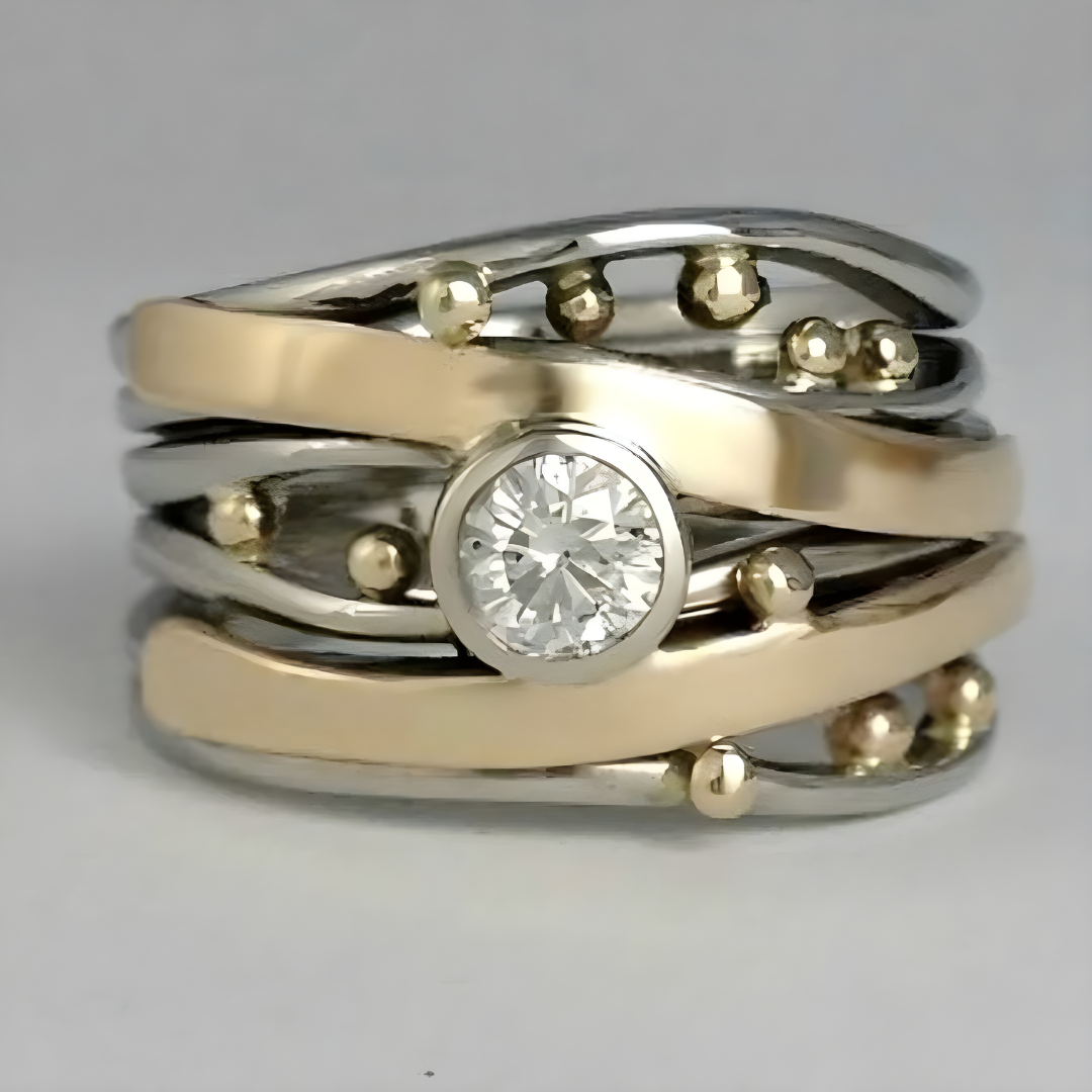 Vintage Goldfarbener Ring mit Zirkonia
