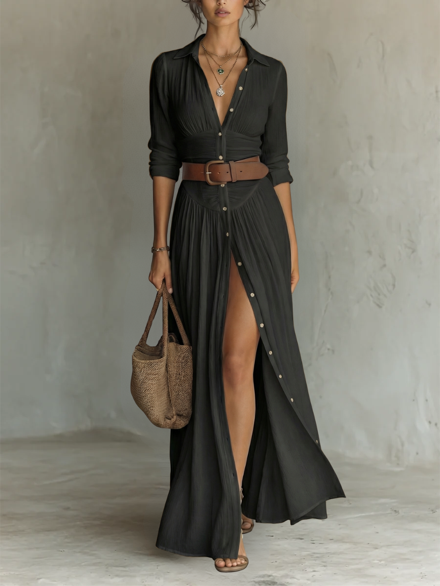 Suzanne - Maxi-kleid mit Reverskragen