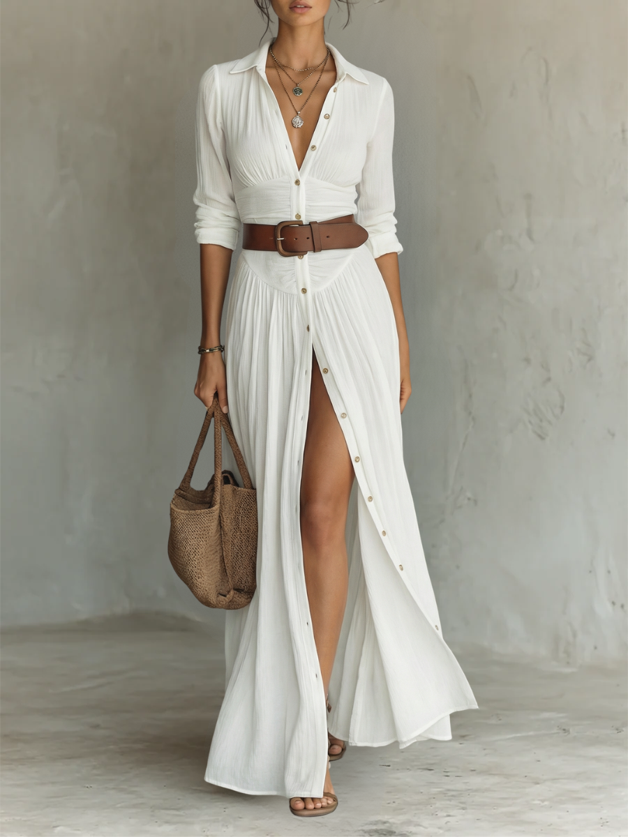 Suzanne - Maxi-kleid mit Reverskragen