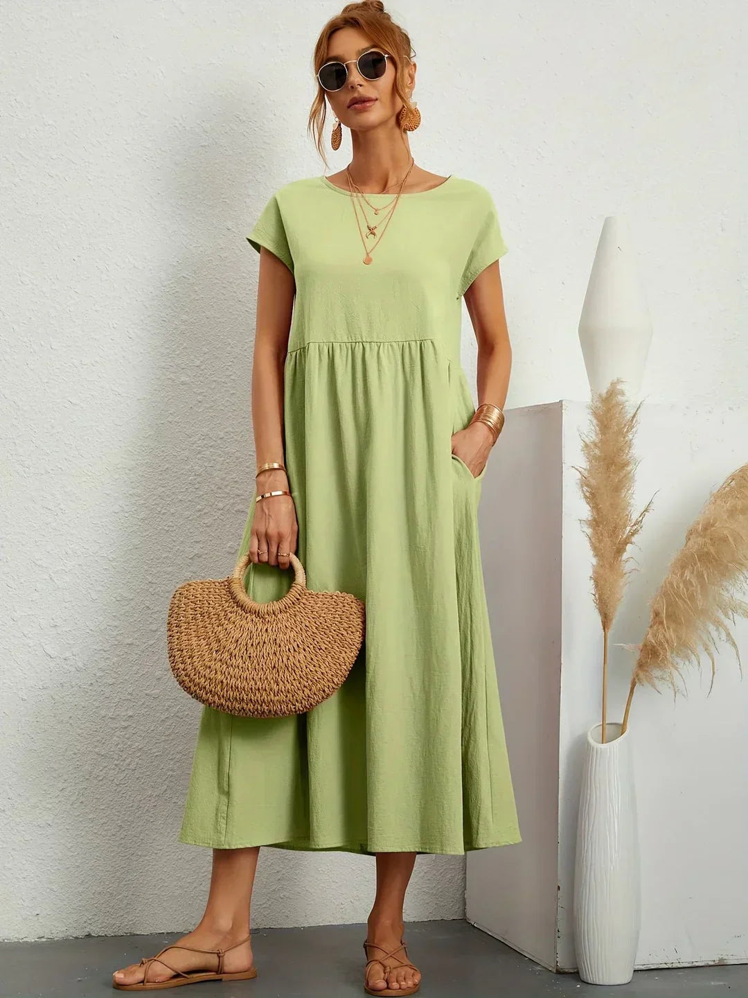 Gabrielle™ — Midi Kleid fließende Eleganz zeitlos