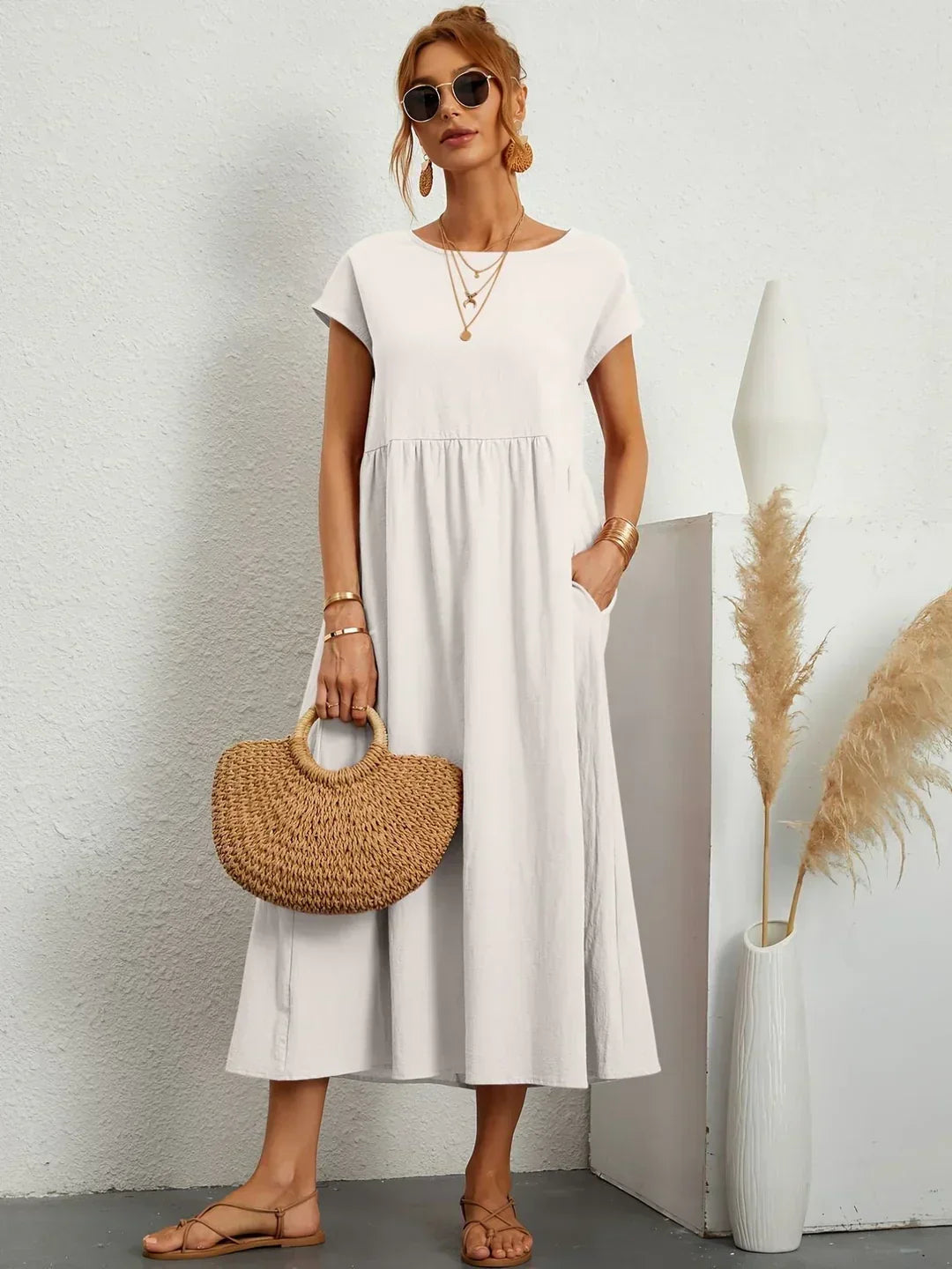 Gabrielle™ — Midi Kleid fließende Eleganz zeitlos