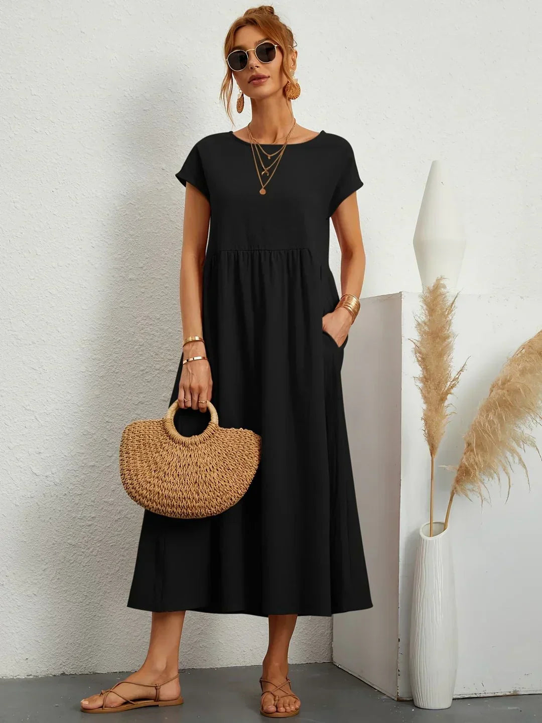 Gabrielle™ — Midi Kleid fließende Eleganz zeitlos