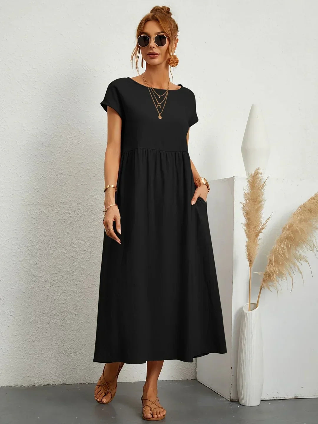 Gabrielle™ — Midi Kleid fließende Eleganz zeitlos
