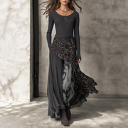 Fenna™ | Langes Kleid mit Leopardenakzenten