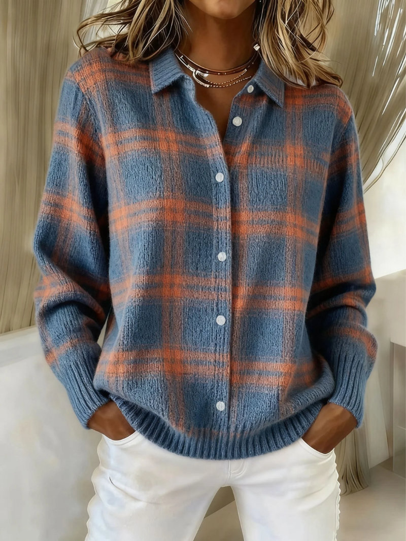 Mira – Strickbluse mit Karomuster