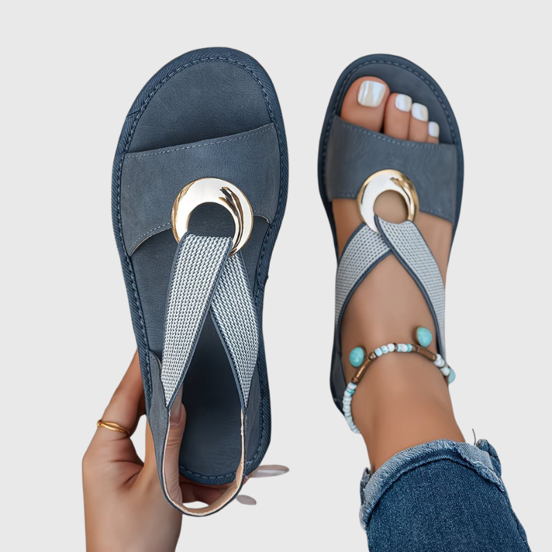 Simone | Flache Sandalen mit Metallverschluss