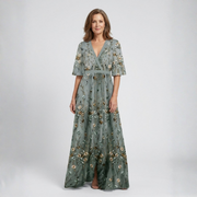 Élodie – Lange, blumige V-Ausschnittkleid