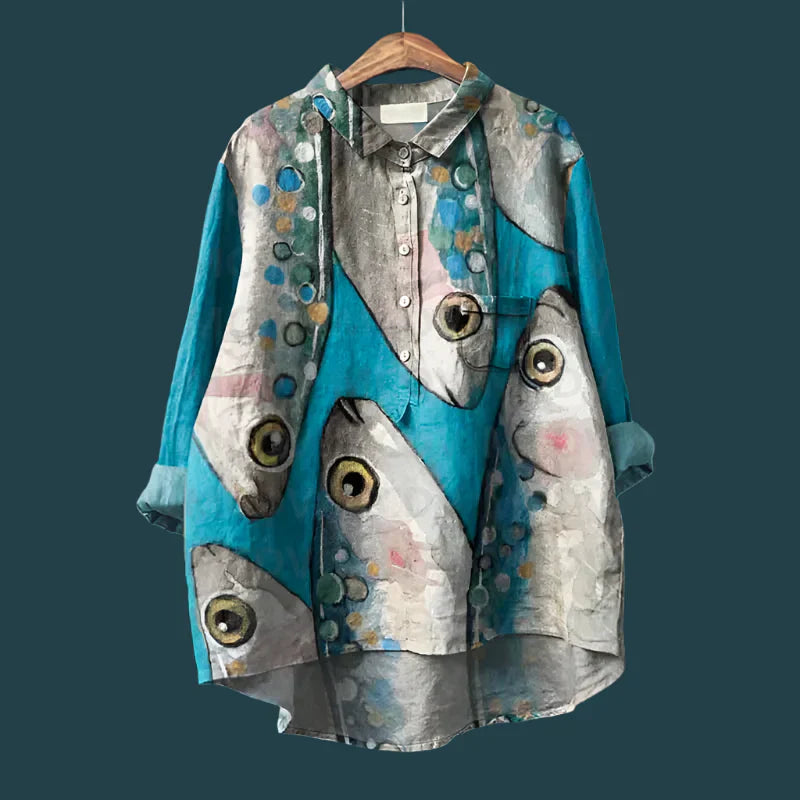 Rael | Bequemes Vintage-Shirt mit Fischdesgin