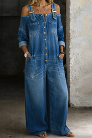 Demi | Jeans-Jumpsuit mit schulterfreien Trägern
