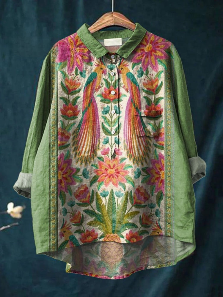 Lina | Lebhaftes Blumenstickerei Shirt