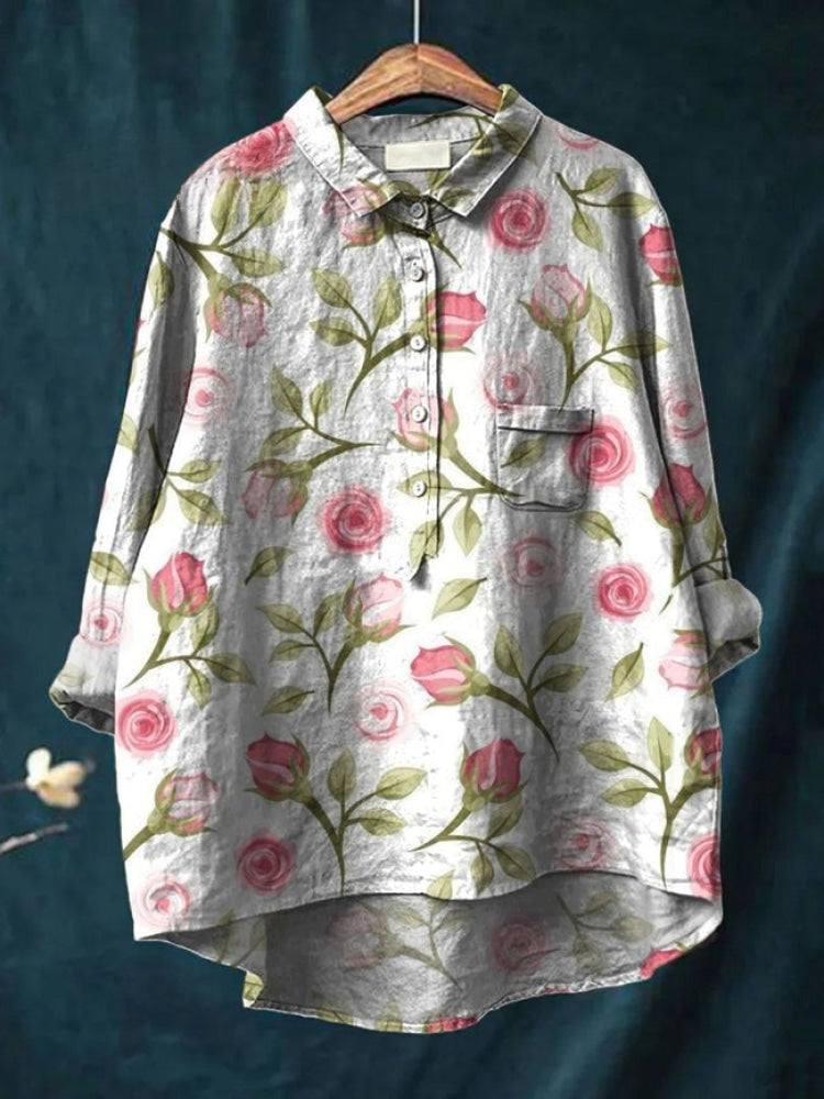 Lina | Lebhaftes Blumenstickerei Shirt