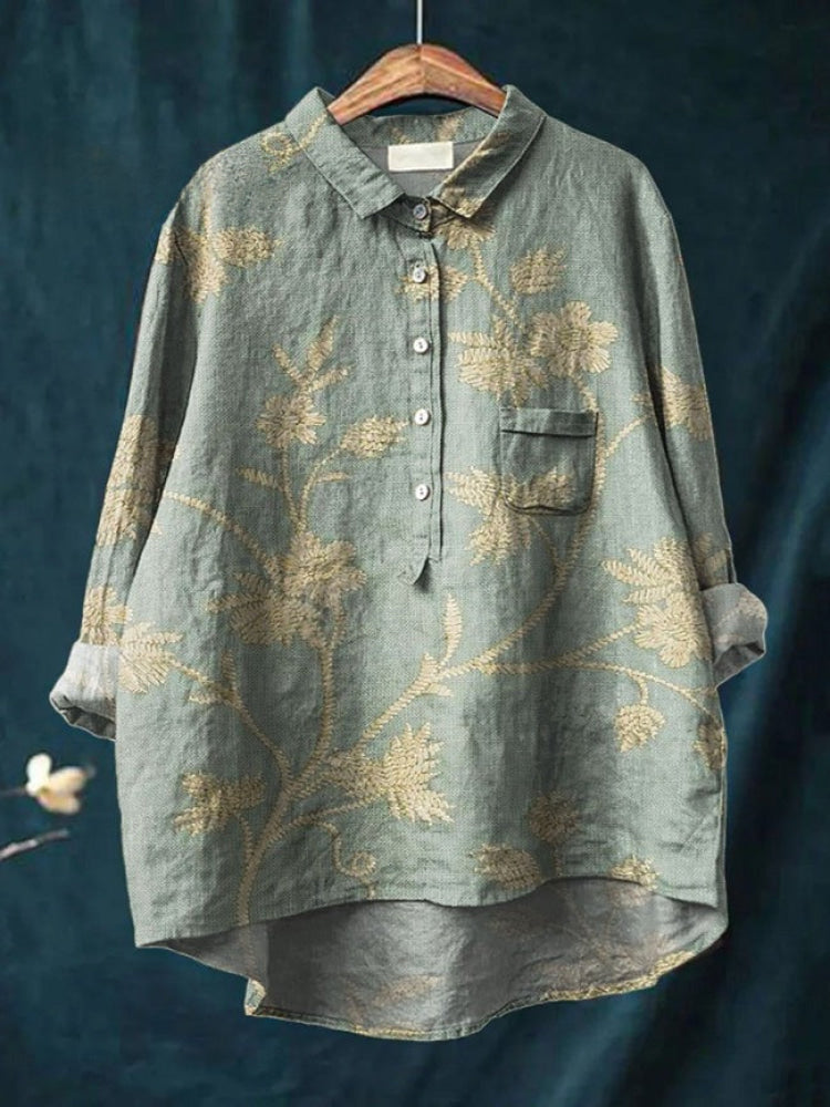 Lina | Lebhaftes Blumenstickerei Shirt
